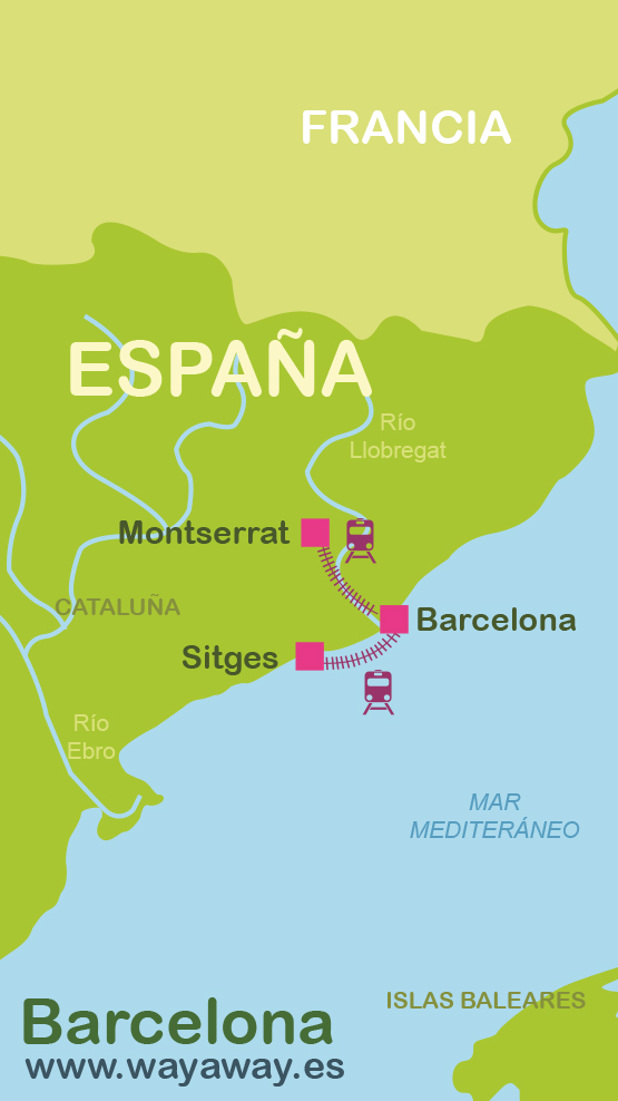 Barcelona, españa - map- Mapa de españa y de barcelona (Cataluña, España)