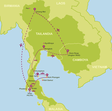 viajar a Tailandia y Camboya en tres semanas