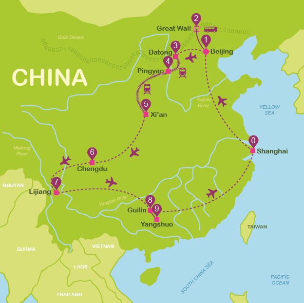 Map and itinerary China #onlyen #map