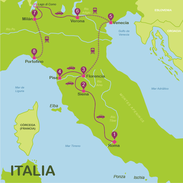 Mapa y plano Italia #onlyes #mapa
