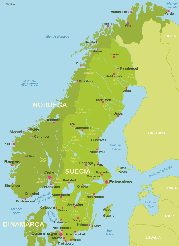 Mapa de Escandinavia