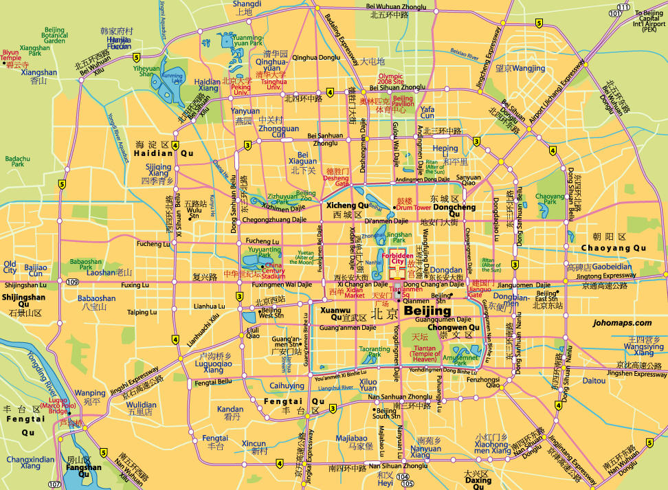 Mapa y plano Pekín 