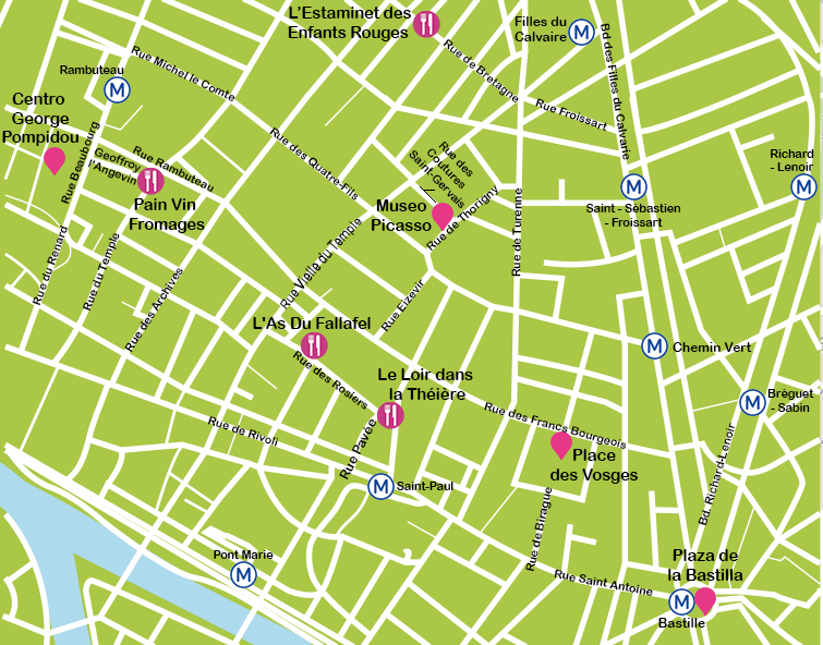 Mapa París Le Marais