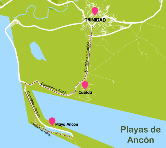 Mapa y plano Playas Ancón, Cuba