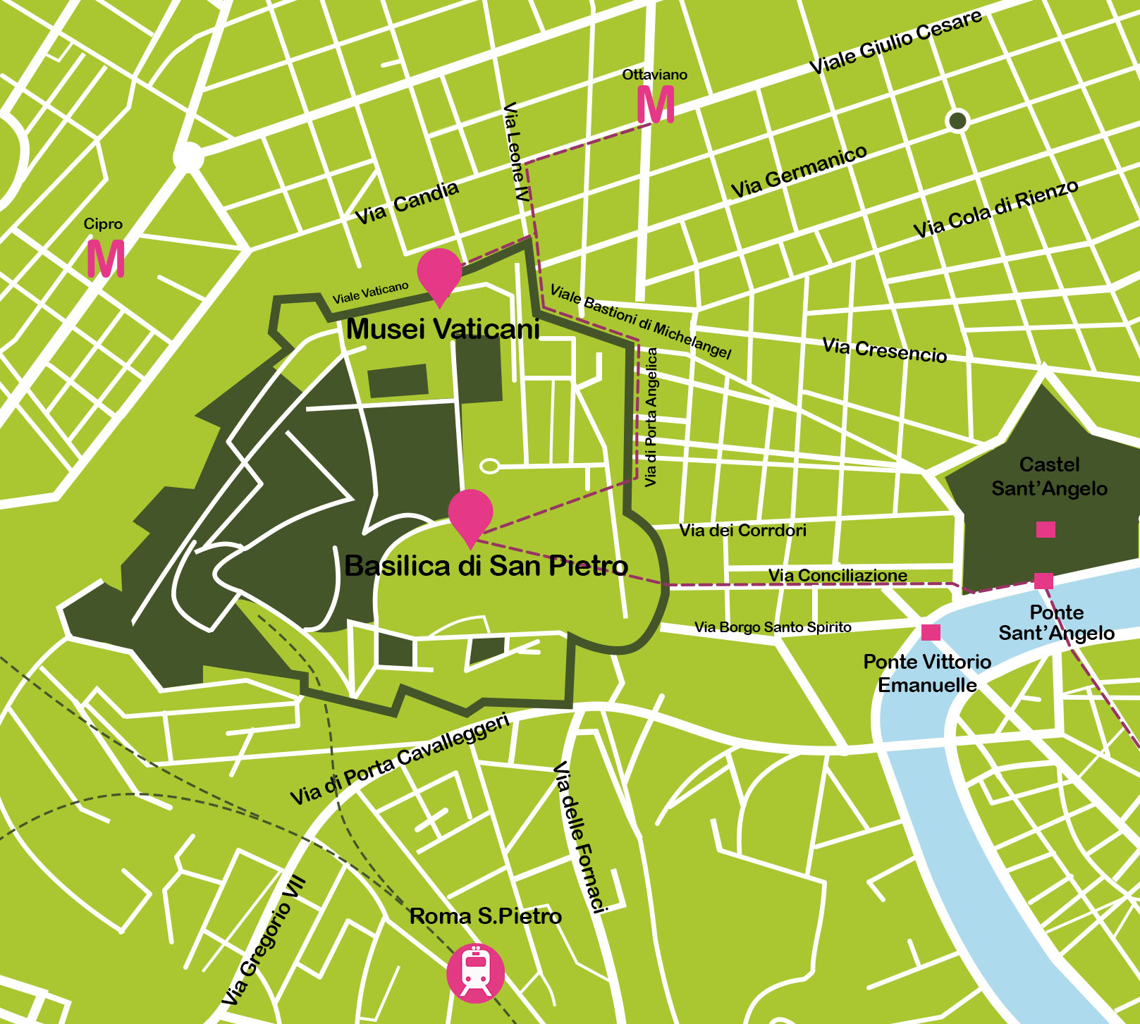 Mapa De Roma Plano Con Rutas Turísticas