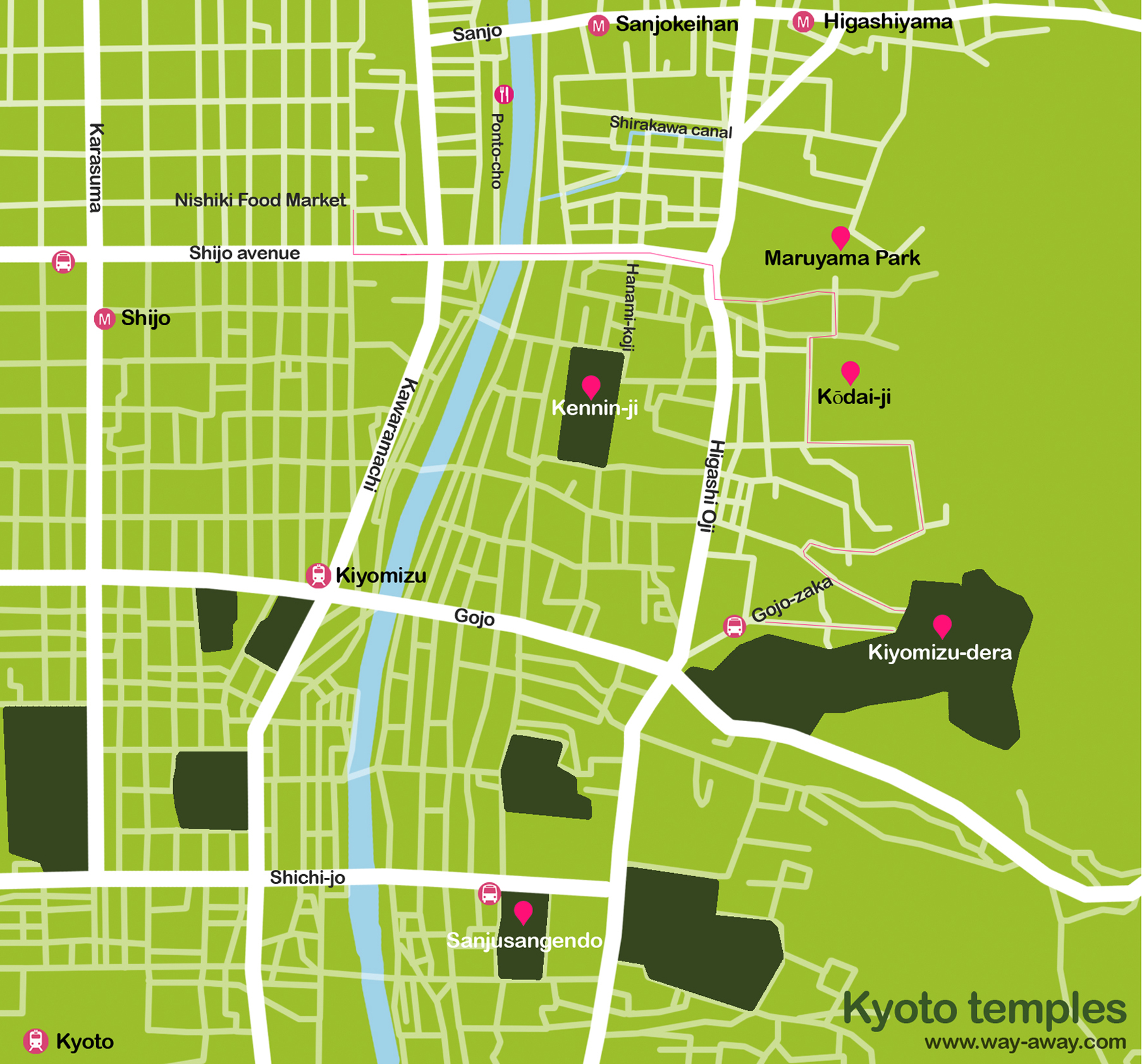 Map of Kyoto: temples #onlyen