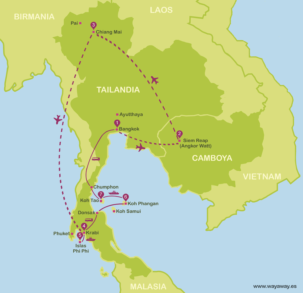 Mapa y plano Tailandia y Camboya #mapa #onlyes