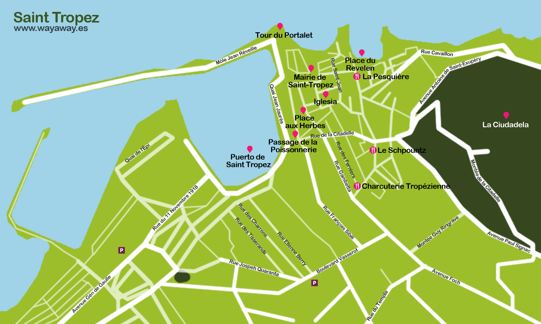 Mapa de Saint  Tropez Plano con rutas tur sticas